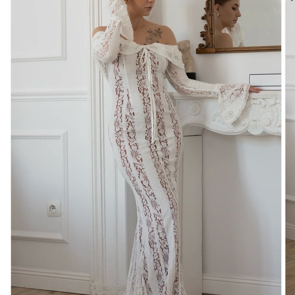 Lace Maxi Dress - White